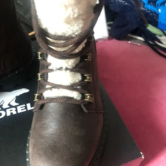 Sorel Lennox Lace Cozy Blackened Brown waterproof suede boots - Picture 6 of 14